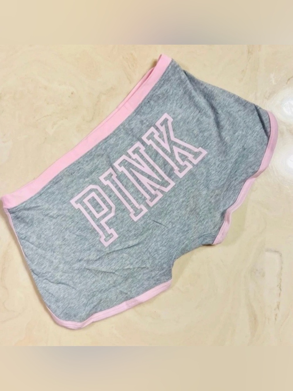 PINK VICTORIA'S SECRET Cotton Dorm Boyshorts Heather Grey Coconut Pink XL